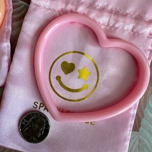 Sparklemuse Heart Bangle Bracelet Strawberry Pink